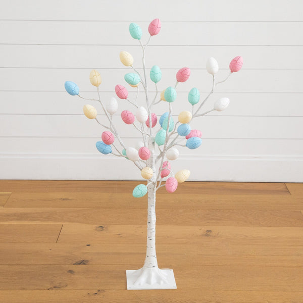3' Pre-Lit Artificial Easter Twig Tree with 40 Egg Shaped LED Ornaments