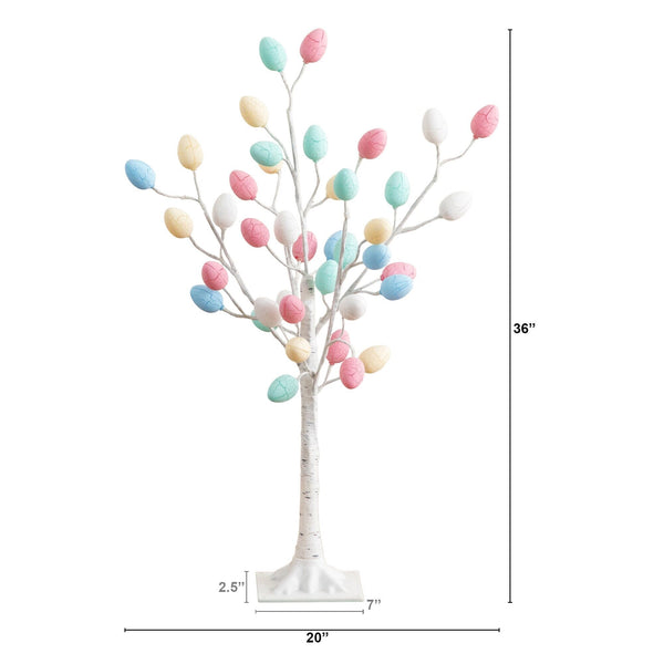 3' Pre-Lit Artificial Easter Twig Tree with 40 Egg Shaped LED Ornaments