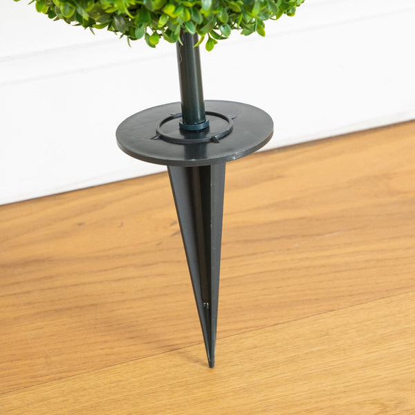 3' UV Resistant Artificial Boxwood Topiary with Integrated Ground Stake (Indoor/Outdoor)
