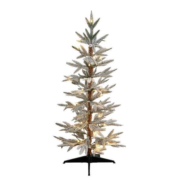 3’Pre-Lit Artificial Flocked Woodland Fir Christmas Tree with 20 Warm White LED Lights