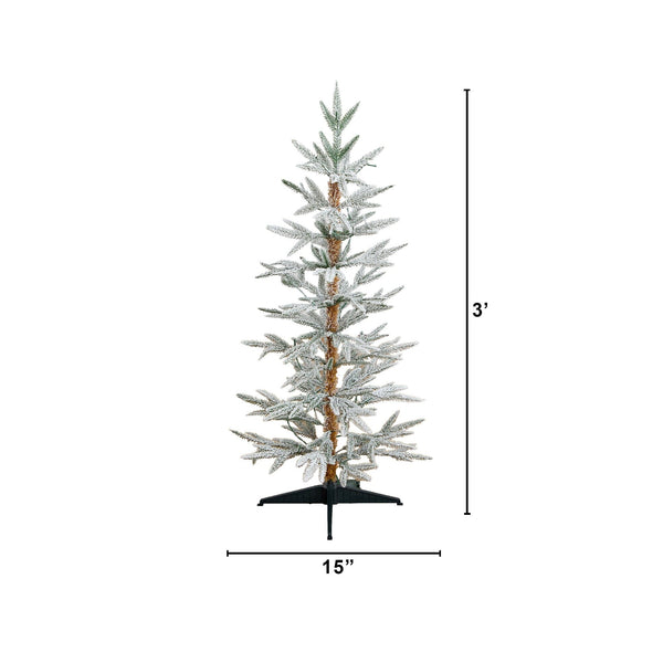 3’Pre-Lit Artificial Flocked Woodland Fir Christmas Tree with 20 Warm White LED Lights
