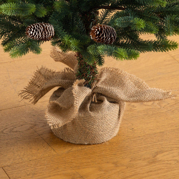 4' Artificial Balsam Fir Christmas Tree with Pine Cones in Jute Wire Planter