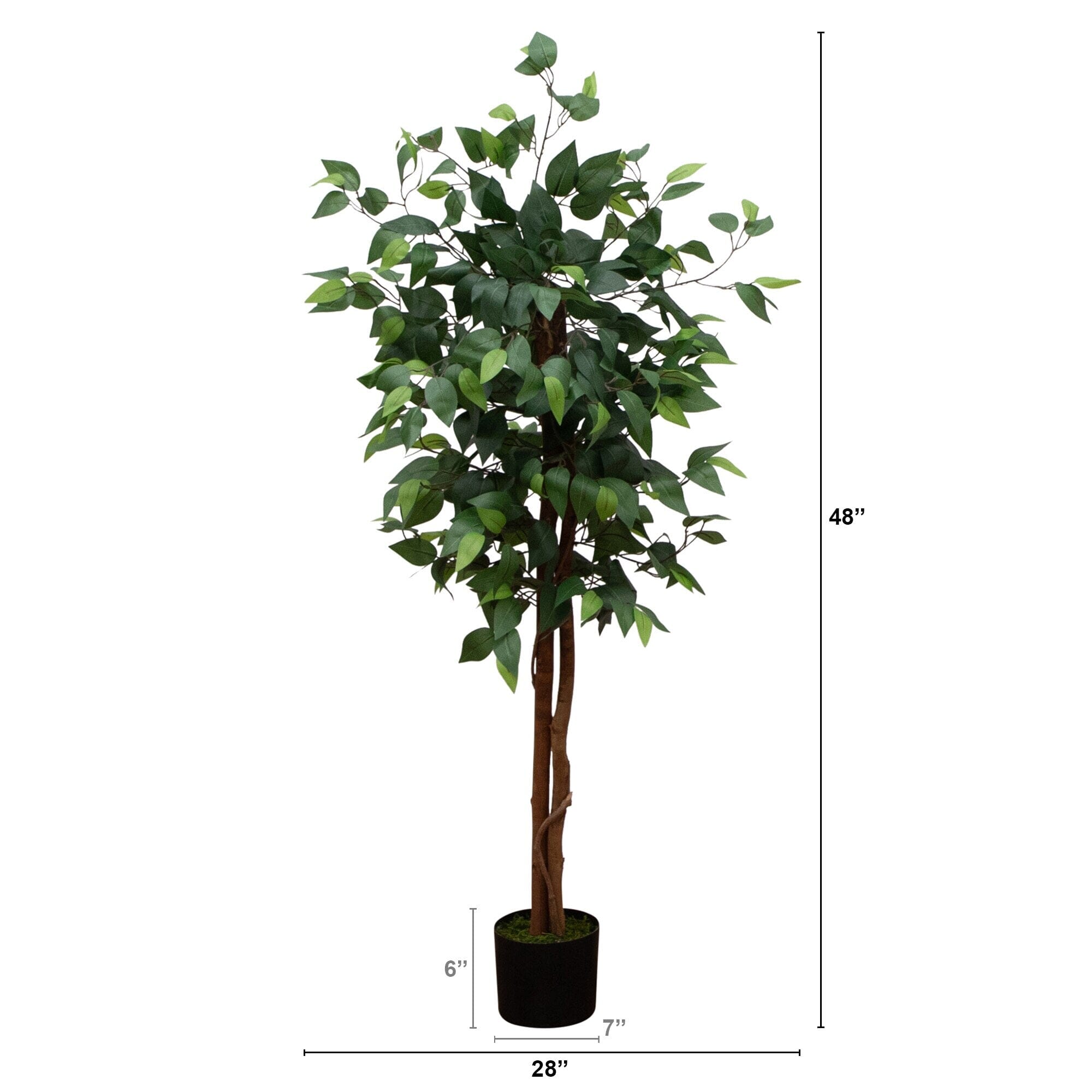 Ficcus Tree Block 4’ Artificial Double Trunk Ficus Tree | Nearly Natural