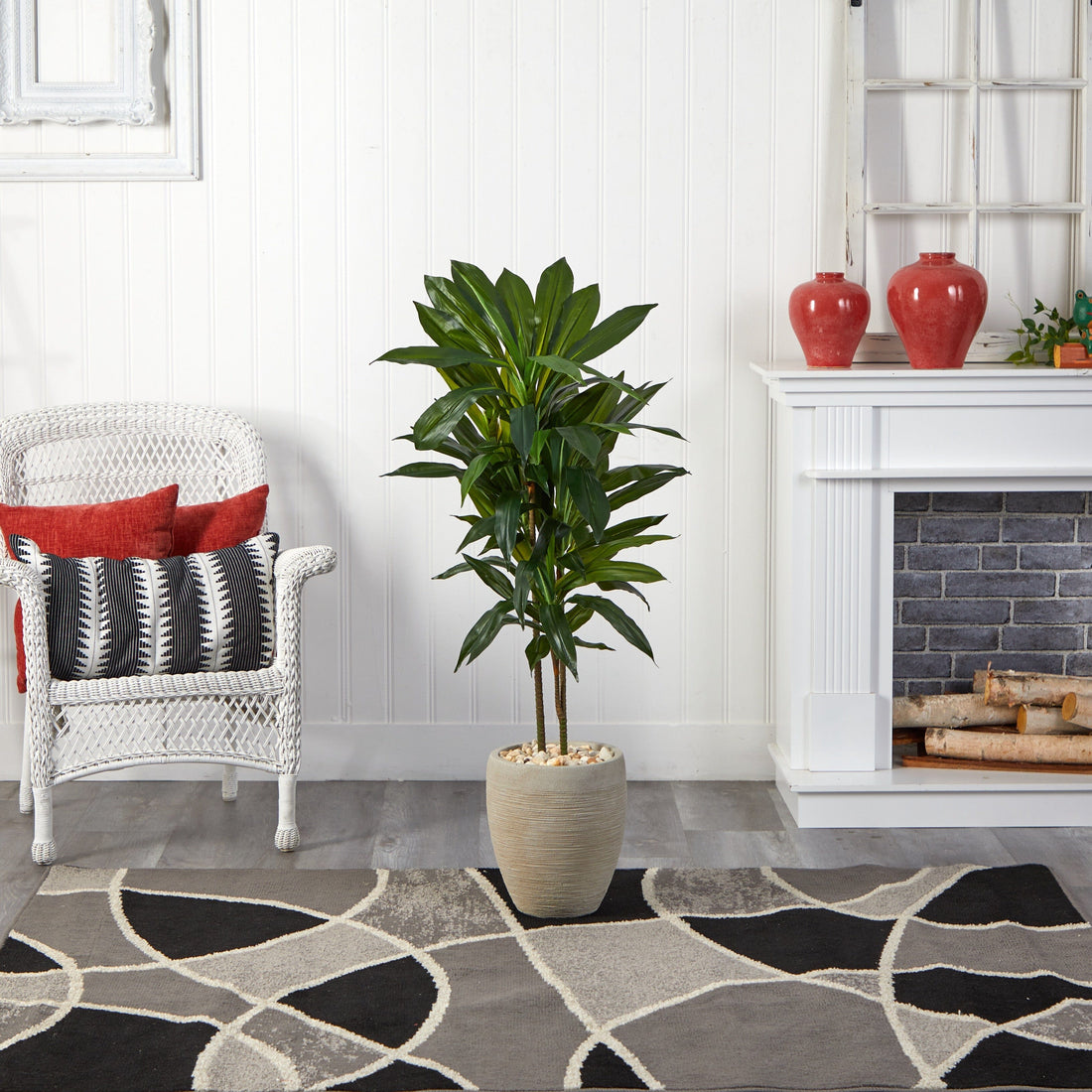 4' Artificial Dracaena Plant in Sand Colored Planter (Real Touch)  Nearly  Natural