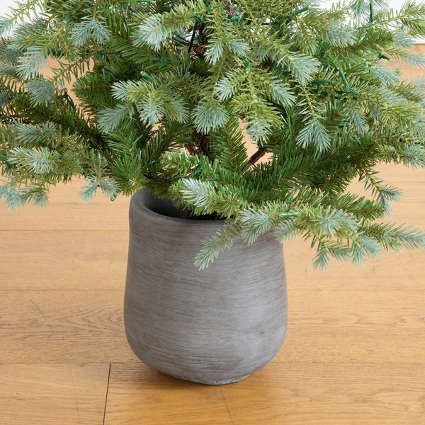 4' Artificial Pre-Lit Christmas Tree with 60 LED Lights in Gray Ceramic Planter