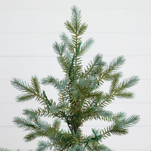 4' Artificial Pre-Lit Christmas Tree with 60 LED Lights in Gray Ceramic Planter