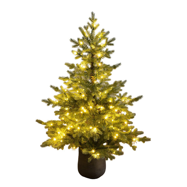 4' Artificial Pre-Lit Christmas Tree with 60 LED Lights in Gray Ceramic Planter