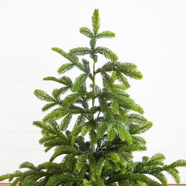 4' Artificial Real Touch Fir Christmas Tree in White Decorative Planter