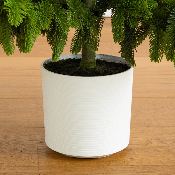 4' Artificial Real Touch Fir Christmas Tree in White Decorative Planter