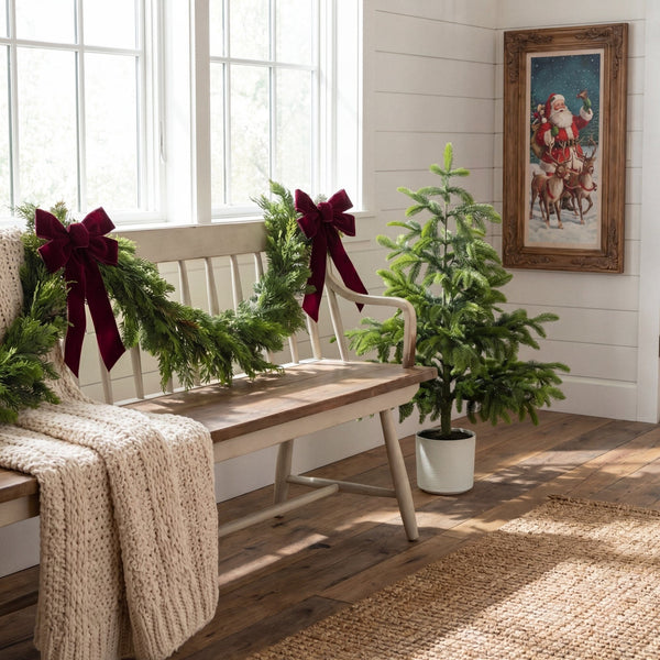 4' Artificial Real Touch Fir Christmas Tree in White Decorative Planter