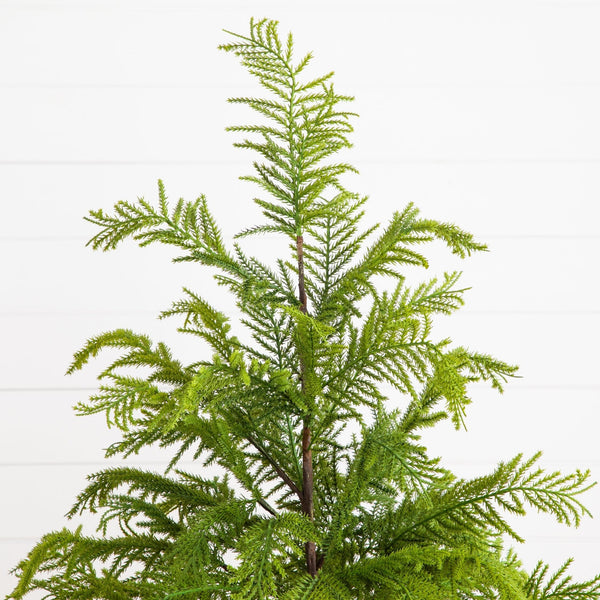 4' Artificial Real Touch Goldcrest Christmas Tree with in Black Decorative Planter