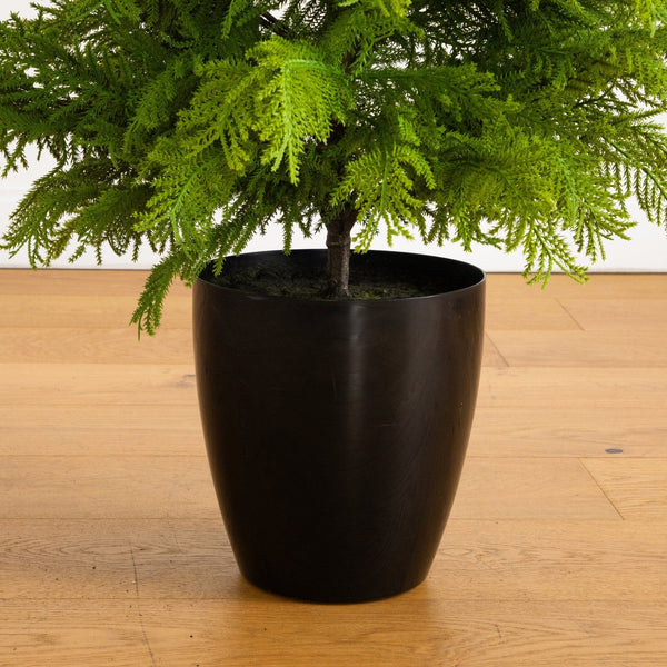 4' Artificial Real Touch Goldcrest Christmas Tree with in Black Decorative Planter
