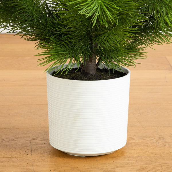 4' Artificial Real Touch Masson Pine Christmas Tree in White Decorative Planter
