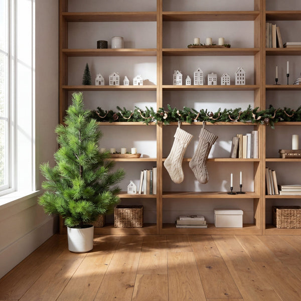 4' Artificial Real Touch Masson Pine Christmas Tree in White Decorative Planter