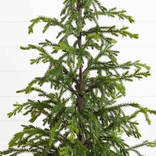 4' Artificial Real Touch "Natural Look" Norfolk Island Pine in Tin Planter