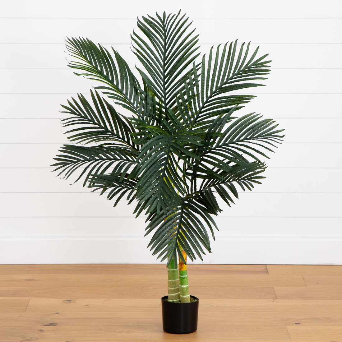 face palm plant 4’ Double Stalk Golden Cane Artificial Palm Tree
