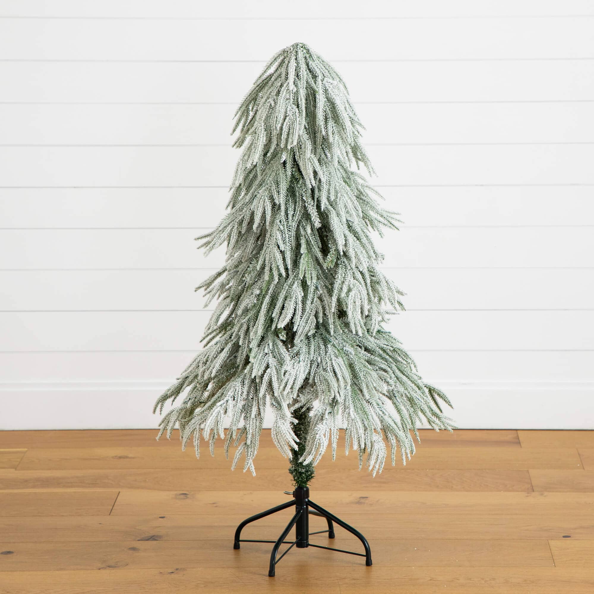 4' Artificial Pre-Lit Flocked Down Swept Christmas Tree with 110