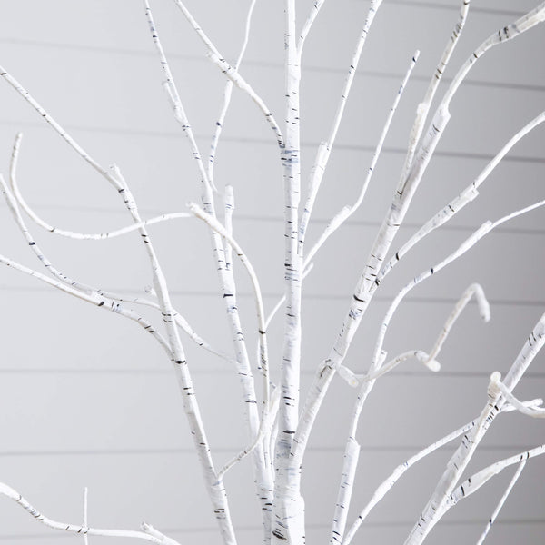 4' 5' 6' Pre-Lit Artificial  White Birch Trees- Set of 3