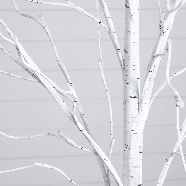 4' 5' 6' Pre-Lit Artificial  White Birch Trees- Set of 3