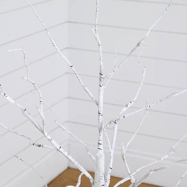 4' 5' 6' Pre-Lit Artificial  White Birch Trees- Set of 3
