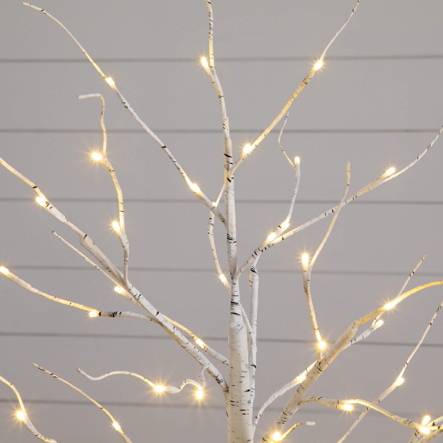 4' 6' 8' Pre-Lit Artificial White Birch Trees with LED Lights - Set of 3