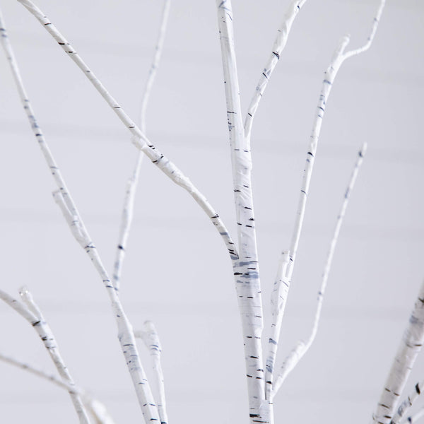 4' 6' 8' Pre-Lit Artificial White Birch Trees with LED Lights - Set of 3