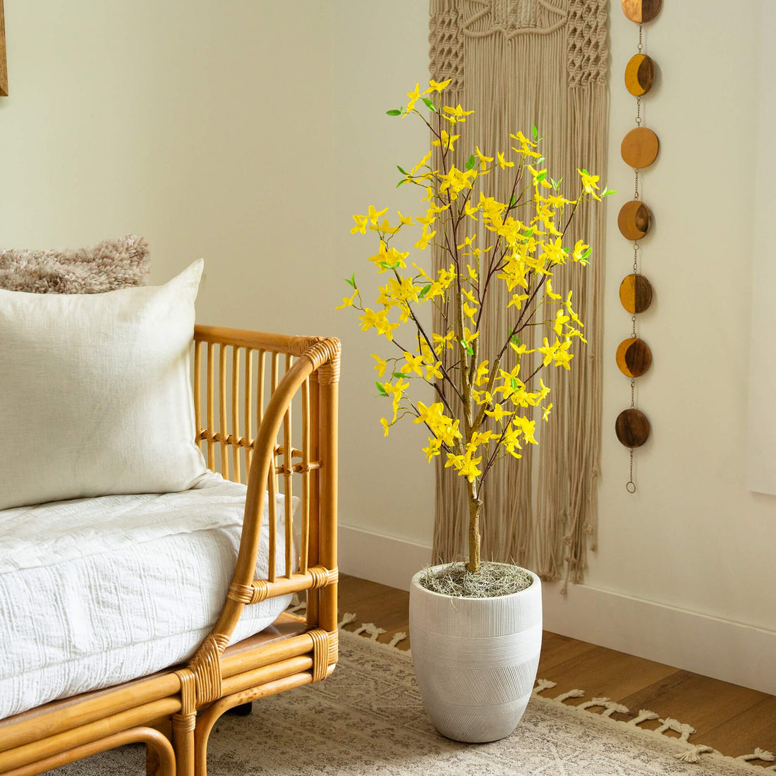 forsythia plant in pot 4' Artificial Forsythia Tree – Nearly Natural