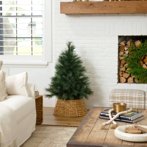 4' Artificial Green Pampas Grass Christmas Tree