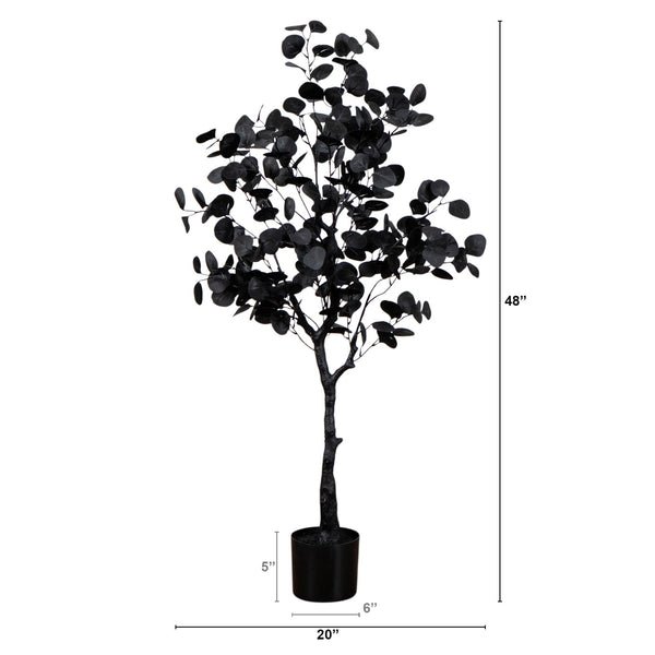 4' Artificial Halloween Black Eucalyptus Tree