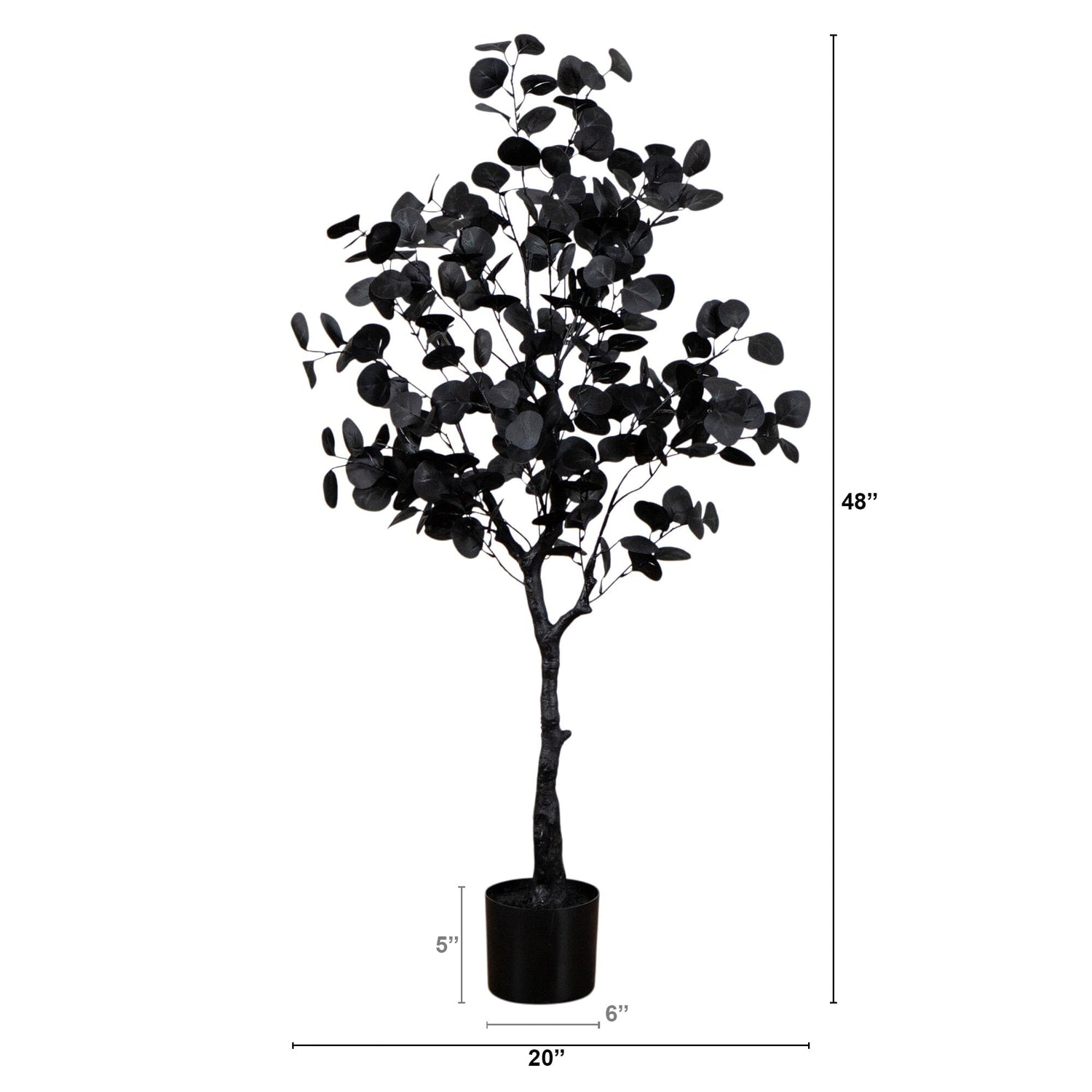 4' Artificial Halloween Black Eucalyptus Tree