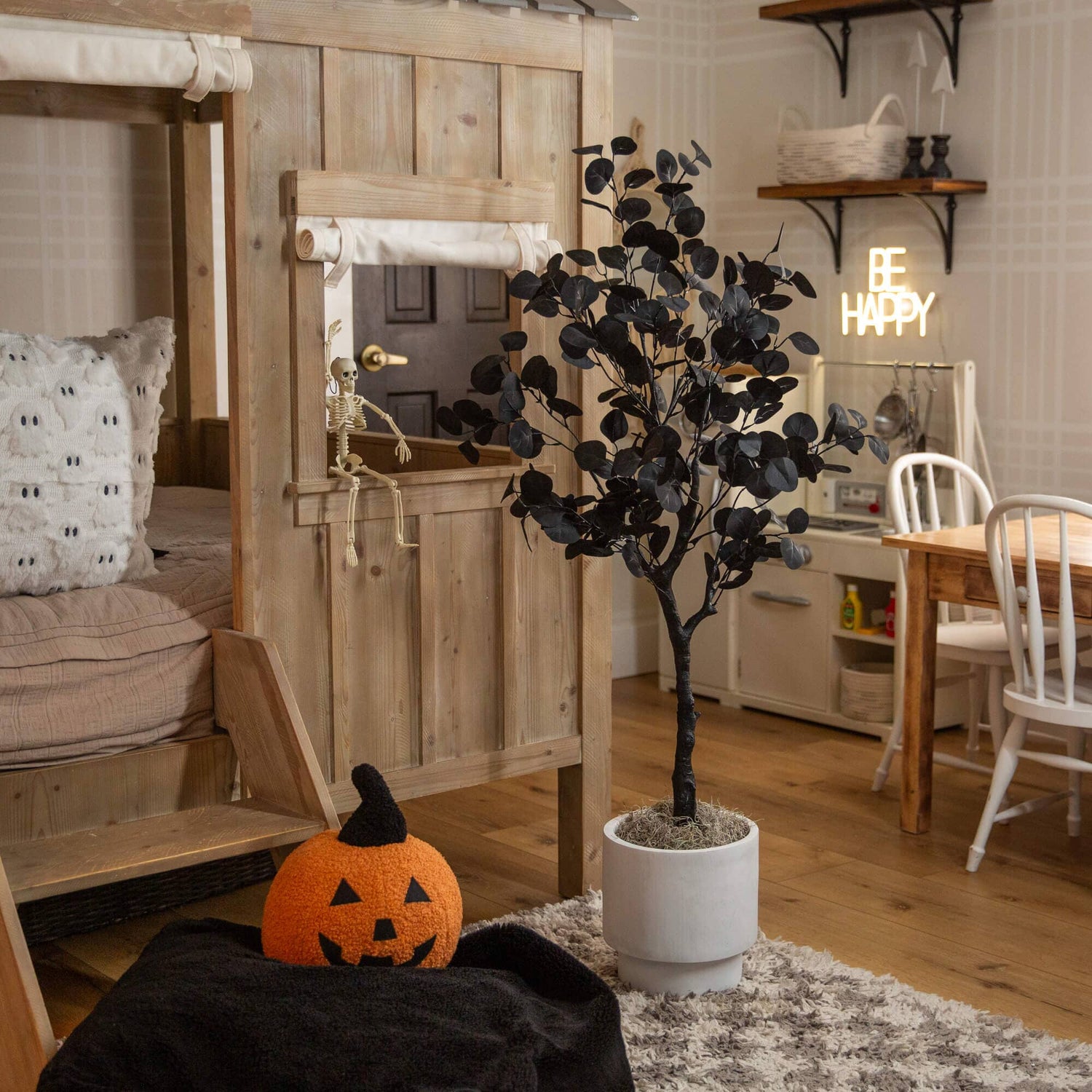 4' Artificial Halloween Black Eucalyptus Tree