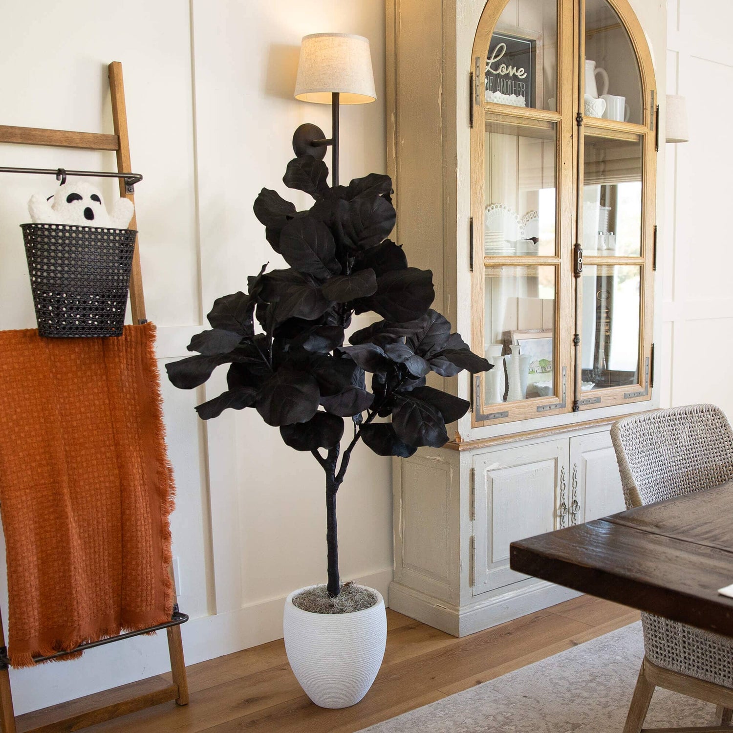4' Artificial Halloween Black Fiddle Leaf Tree