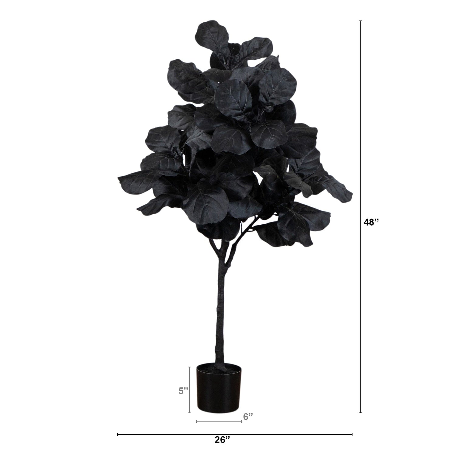 4' Artificial Halloween Black Fiddle Leaf Tree