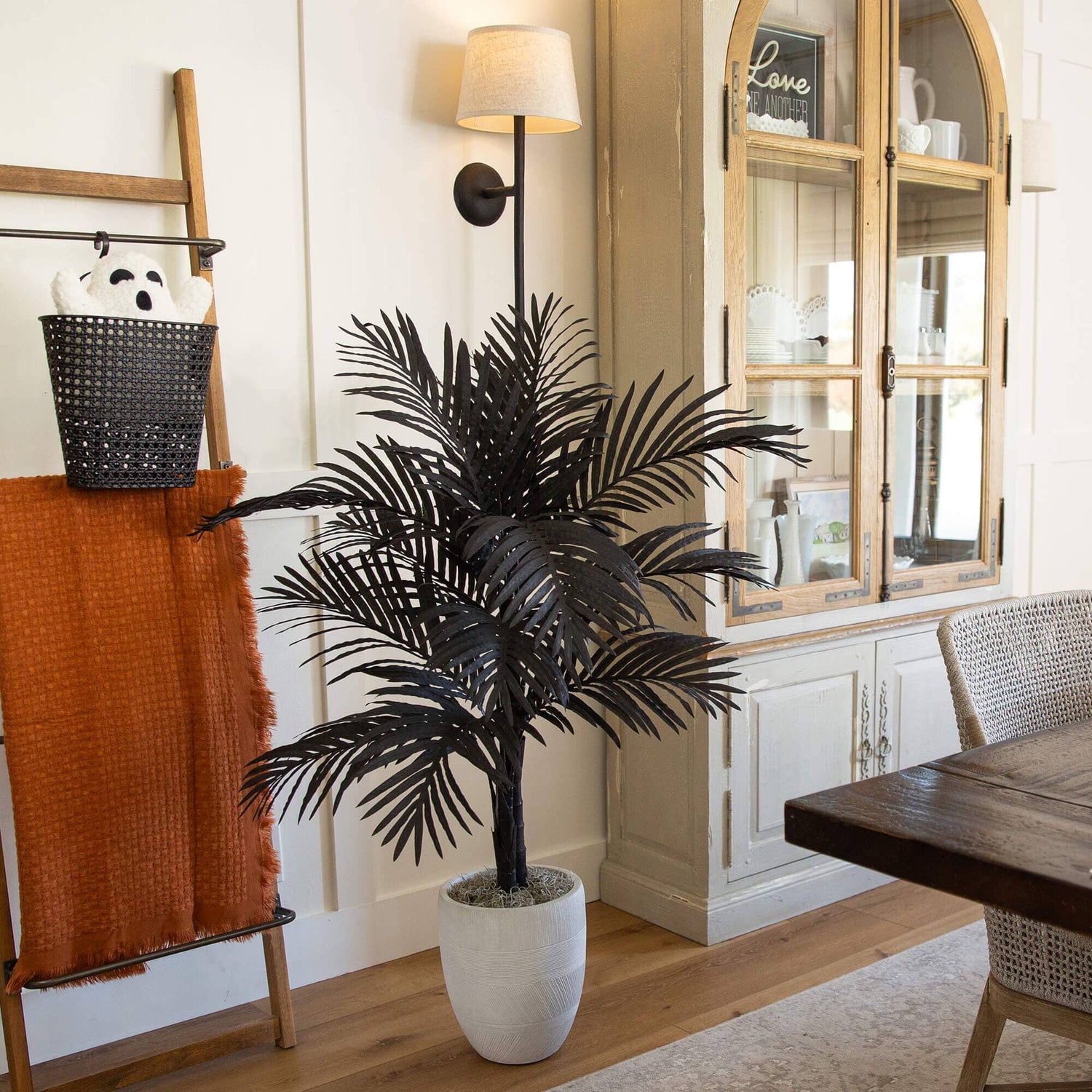 4' Artificial Halloween Black Golden Cane Tree