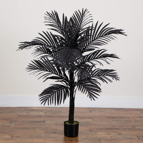4' Artificial Halloween Black Golden Cane Tree