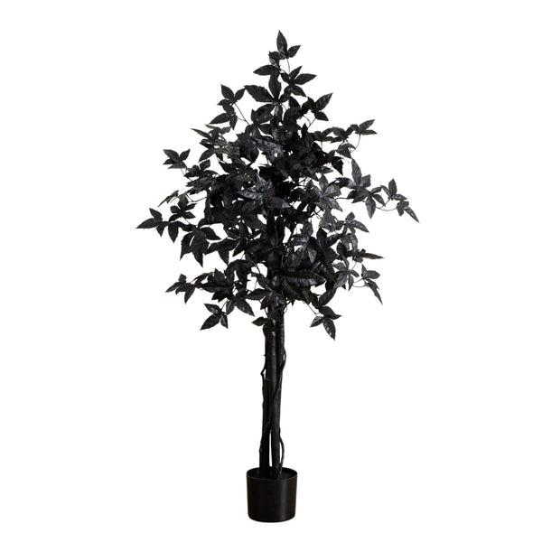 4' Artificial Halloween Black Maple Tree with Natural Trunk