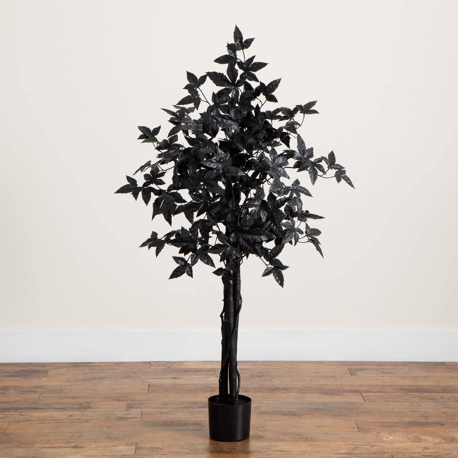 4' Artificial Halloween Black Maple Tree with Natural Trunk