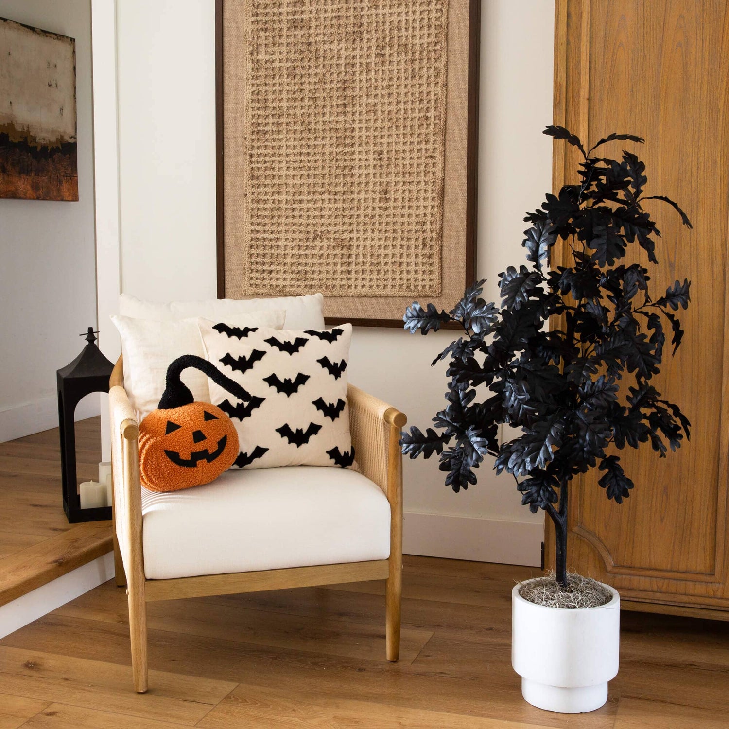 4' Artificial Halloween Black Oak Tree