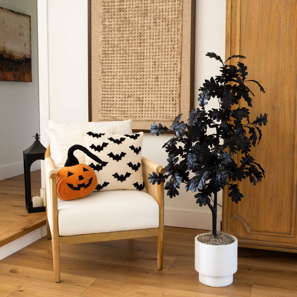 4' Artificial Halloween Black Oak Tree
