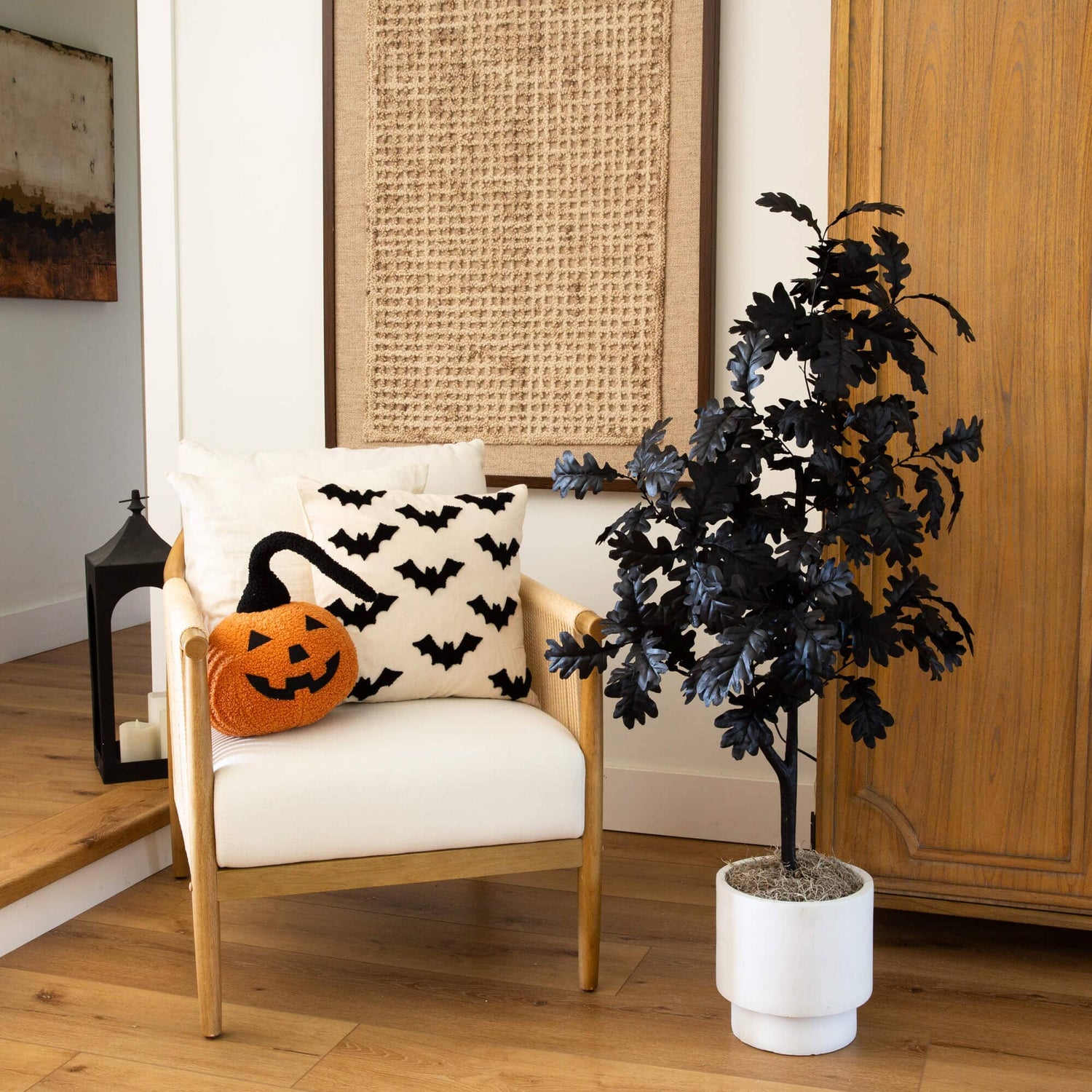 4' Artificial Halloween Black Oak Tree