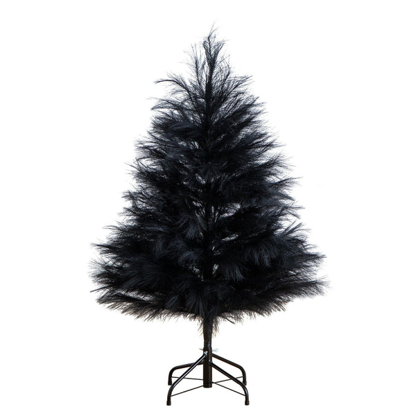4' Artificial Halloween Black Pampas Grass Christmas Tree