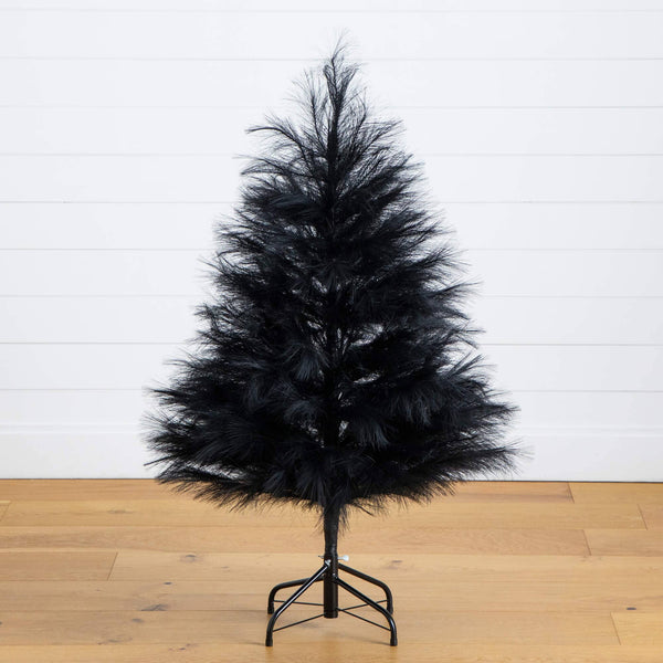 4' Artificial Halloween Black Pampas Grass Christmas Tree