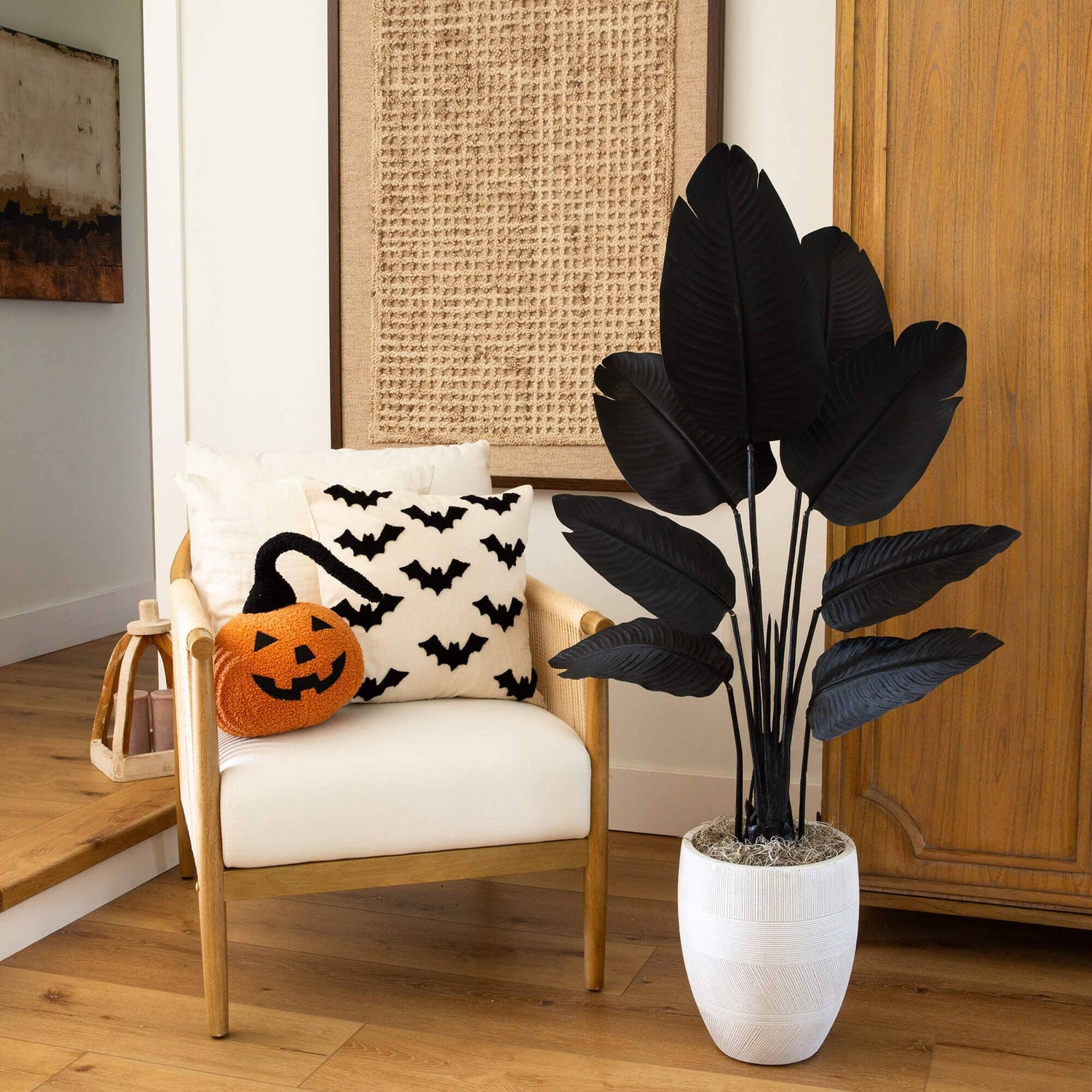 4' Artificial Halloween Black Travelers Palm Tree