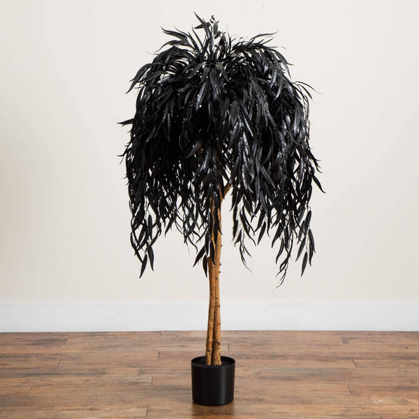 4' Artificial Halloween Black Willow Tree