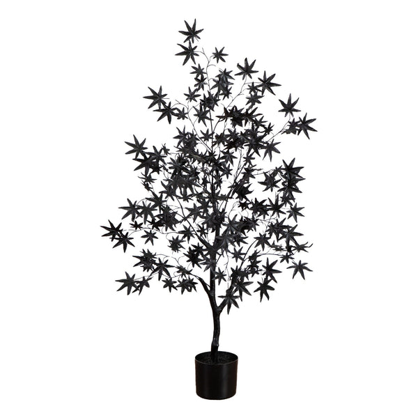 4' Artificial Halloween Eerie Black Maple Tree