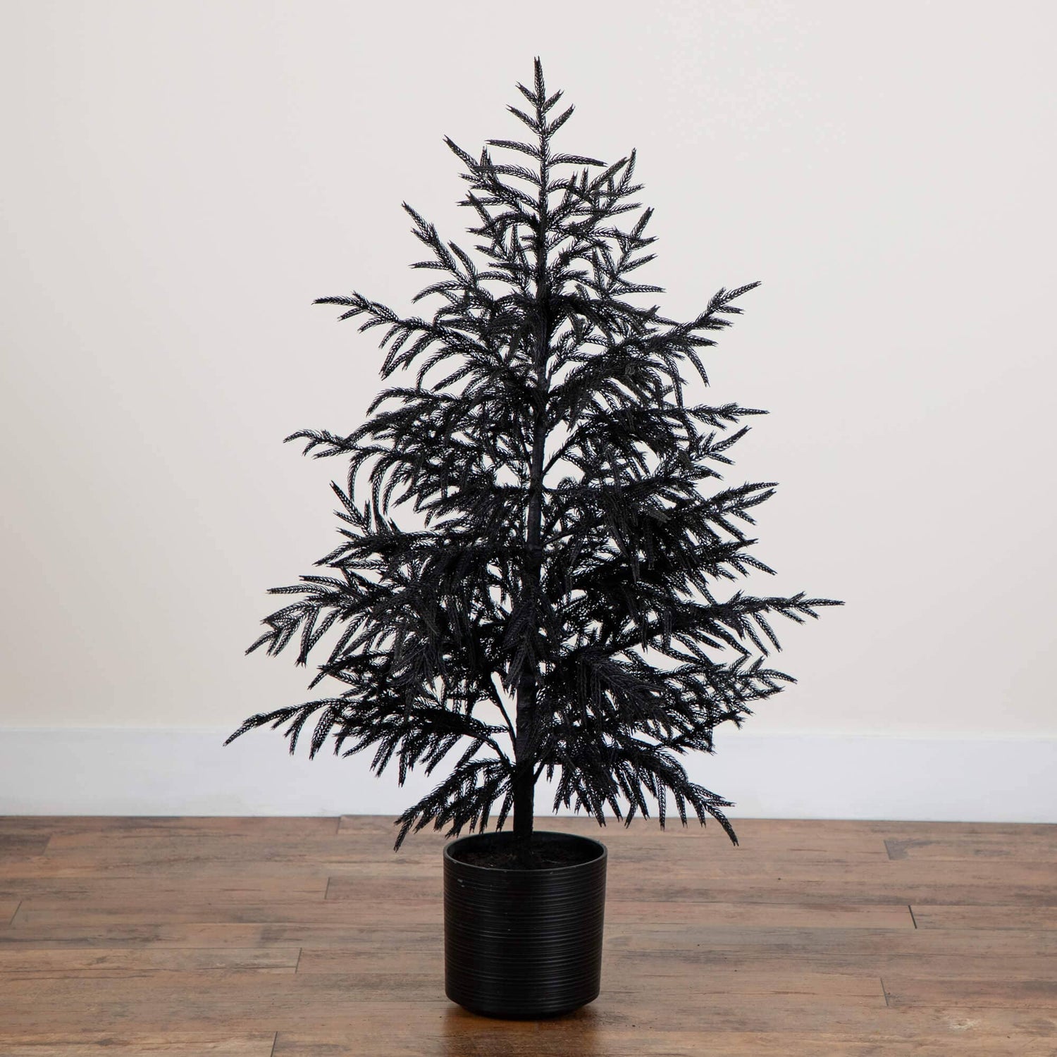 4' Artificial Halloween Real Touch Black Norfolk Pine Christmas Tree with Natural Look
