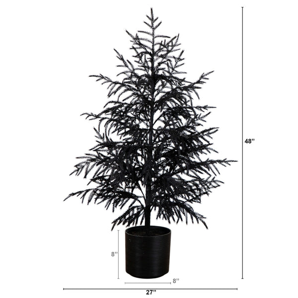 4' Artificial Halloween Real Touch Black Norfolk Pine Christmas Tree with Natural Look