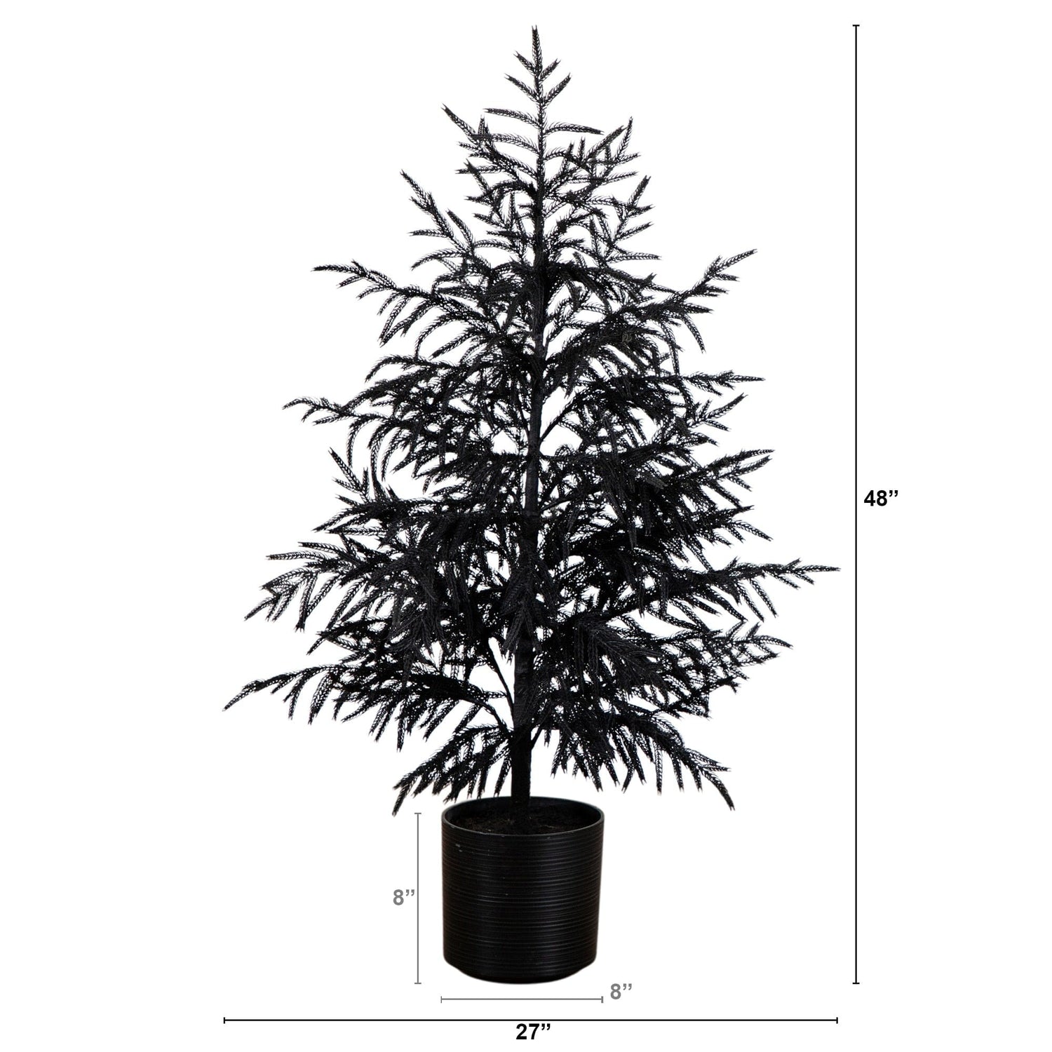 4' Artificial Halloween Real Touch Black Norfolk Pine Christmas Tree with Natural Look