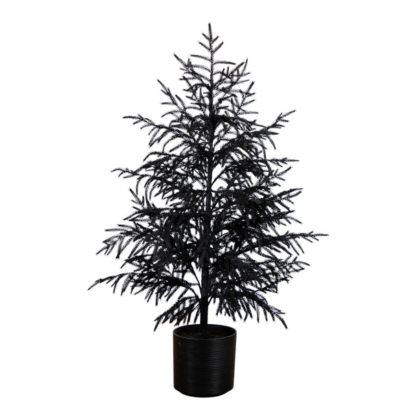 4' Artificial Halloween Real Touch Black Norfolk Pine Christmas Tree with Natural Look
