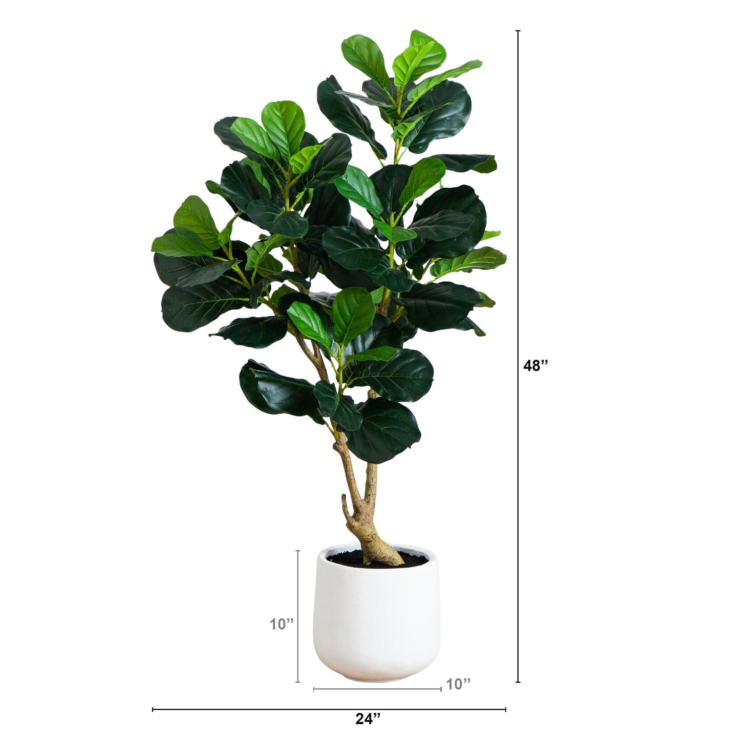 4' Artificial Lush Fiddle Leaf Tree in Decorative White Planter